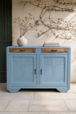 Load image into Gallery viewer, Buffet Art Déco des années 30 restauré – Bleu horizon et bois brut