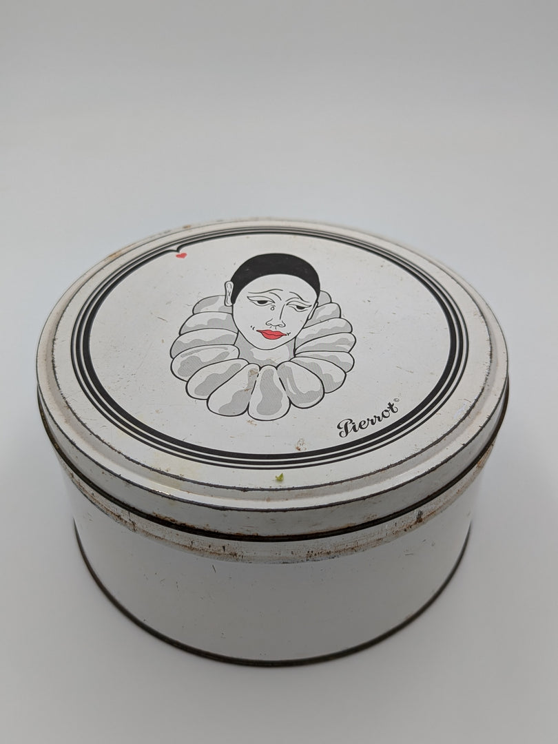 Boîte en Fer "Pierrot" & Collection de Billes Anciennes