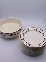 Load image into Gallery viewer, Service de Table "France Louise" – Décor Géométrique Bordeaux