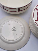 Load image into Gallery viewer, Service de Table "France Louise" – Décor Géométrique Bordeaux