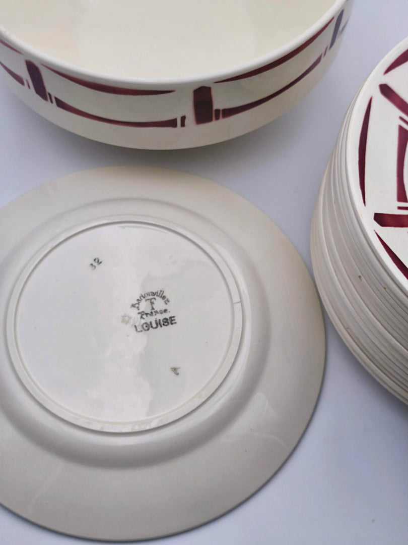 Service de Table "France Louise" – Décor Géométrique Bordeaux