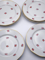 Load image into Gallery viewer, Lot de 6 Assiettes à Dessert – Semis de Roses &amp; Liseré Or