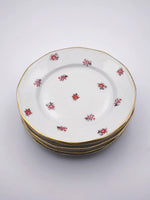 Load image into Gallery viewer, Lot de 6 Assiettes à Dessert – Semis de Roses &amp; Liseré Or