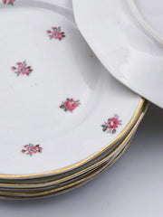 Lot de 6 Assiettes à Dessert – Semis de Roses & Liseré Or