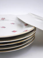Load image into Gallery viewer, Lot de 6 Assiettes à Dessert – Semis de Roses &amp; Liseré Or