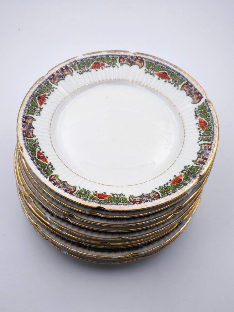 Lot de 10 Assiettes à Dessert – Décor Festif & Guirlandes Fleuries