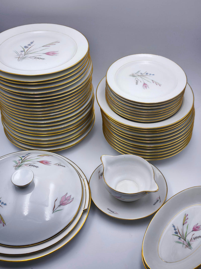 Somptueux Service de Table "LF" – Décor Floral & Dorure (47 pièces)