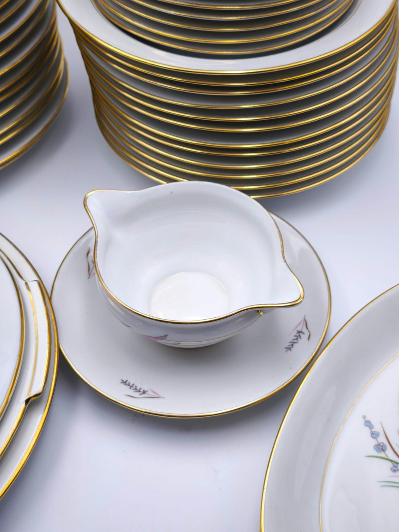 Somptueux Service de Table "LF" – Décor Floral & Dorure (47 pièces)