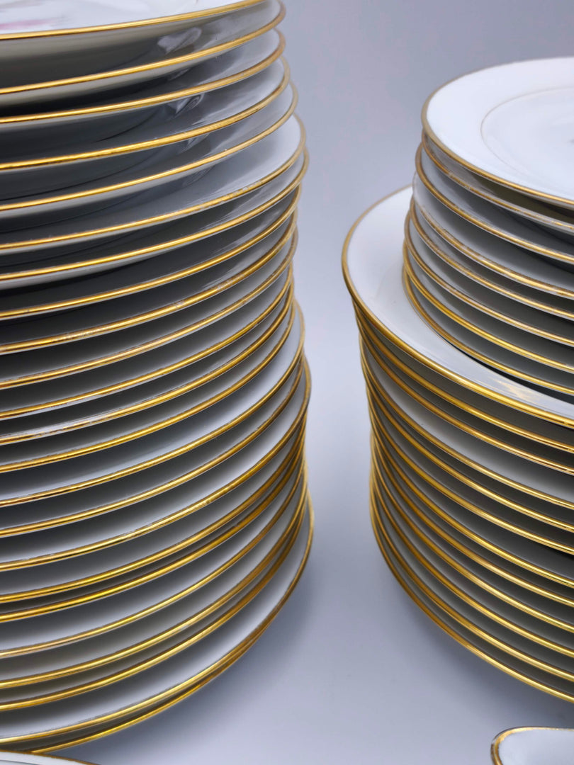 Somptueux Service de Table "LF" – Décor Floral & Dorure (47 pièces)