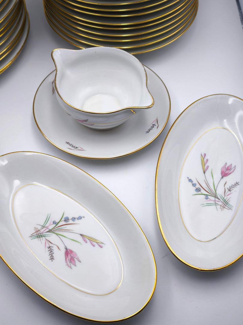 Somptueux Service de Table "LF" – Décor Floral & Dorure (47 pièces)