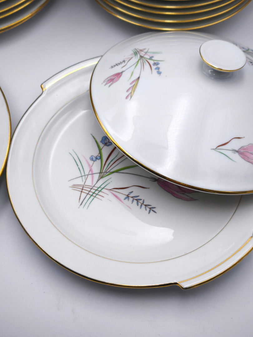 Somptueux Service de Table "LF" – Décor Floral & Dorure (47 pièces)