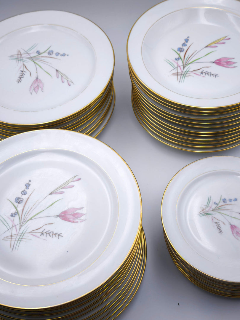 Somptueux Service de Table "LF" – Décor Floral & Dorure (47 pièces)