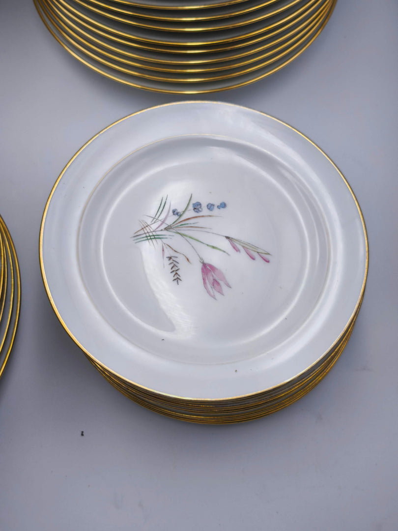 Somptueux Service de Table "LF" – Décor Floral & Dorure (47 pièces)