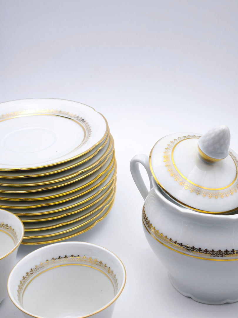 Service à Café de Prestige – Lamotte, Porcelaine de Sologne (21 pièces)
