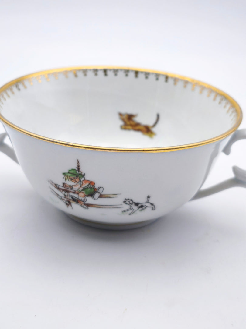 Coupelle à anses – Décor Chérubins & Grenouilles (Signée M.S.)