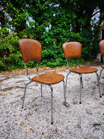Load image into Gallery viewer, Trio de Chaises Vintage – Skaï Marron &amp; Structure Chromée