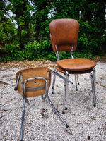 Load image into Gallery viewer, Trio de Chaises Vintage – Skaï Marron &amp; Structure Chromée