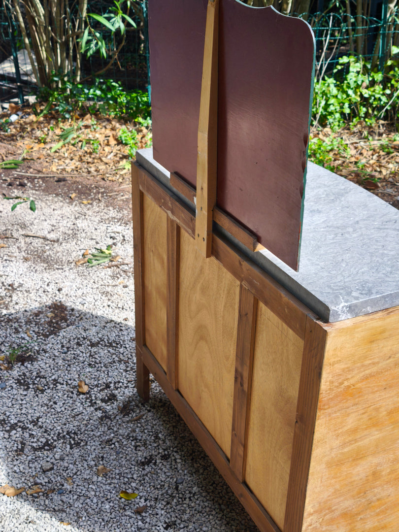 Commode Vintage Art Déco – Placage Loupe & Marbre Gris