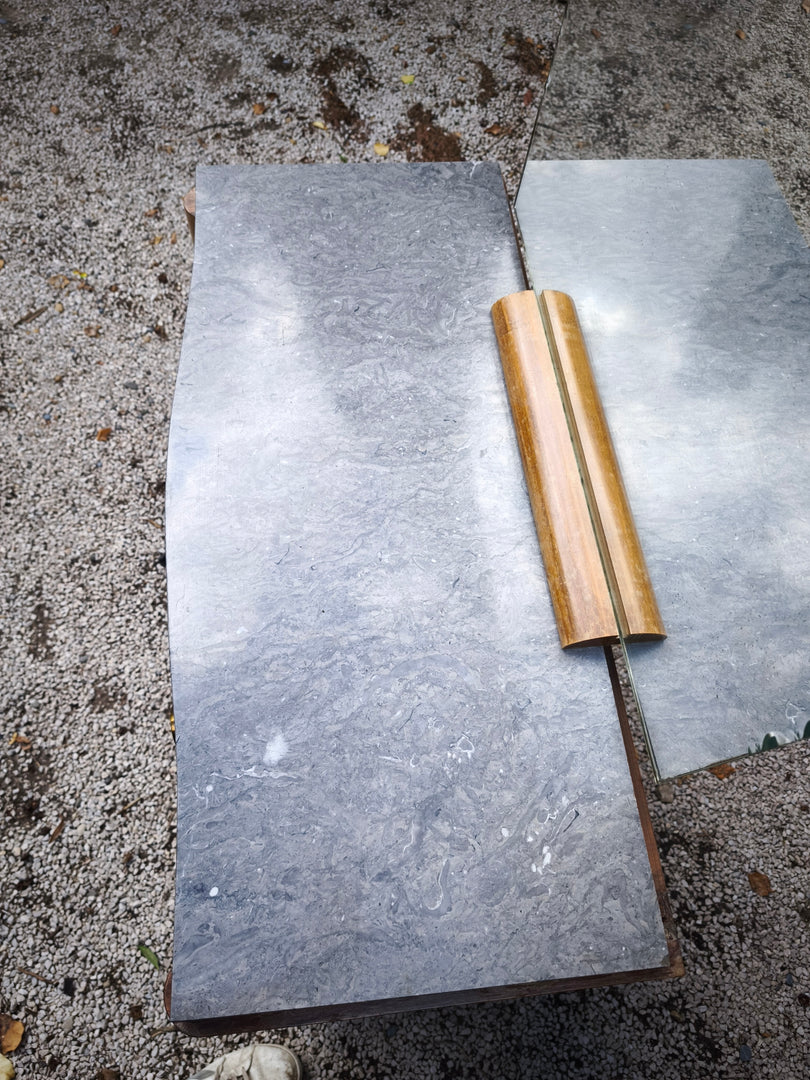 Commode Vintage Art Déco – Placage Loupe & Marbre Gris