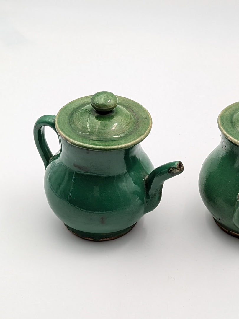 Paire de Théières Individuelles – Grès Émaillé Vert Sapin