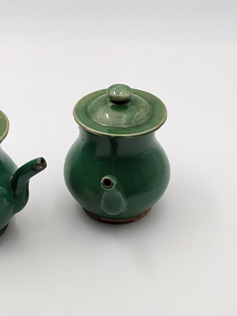 Paire de Théières Individuelles – Grès Émaillé Vert Sapin