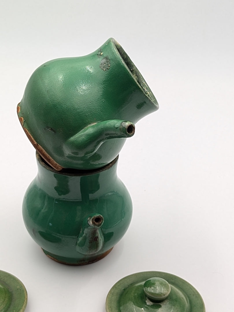 Paire de Théières Individuelles – Grès Émaillé Vert Sapin