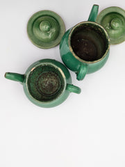 Paire de Théières Individuelles – Grès Émaillé Vert Sapin