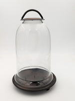 Load image into Gallery viewer, Lanterne Cloche – Verre Soufflé &amp; Métal Patiné