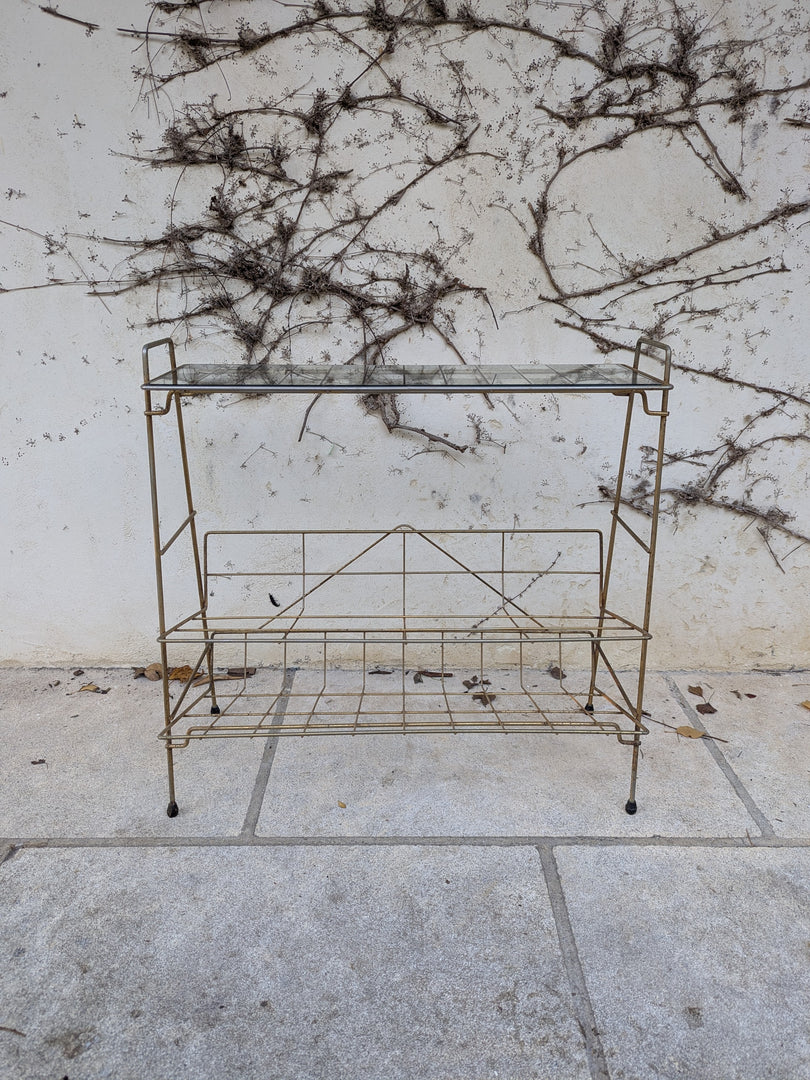 Porte-revue – Laiton & Plateau de Verre Sérigraphié