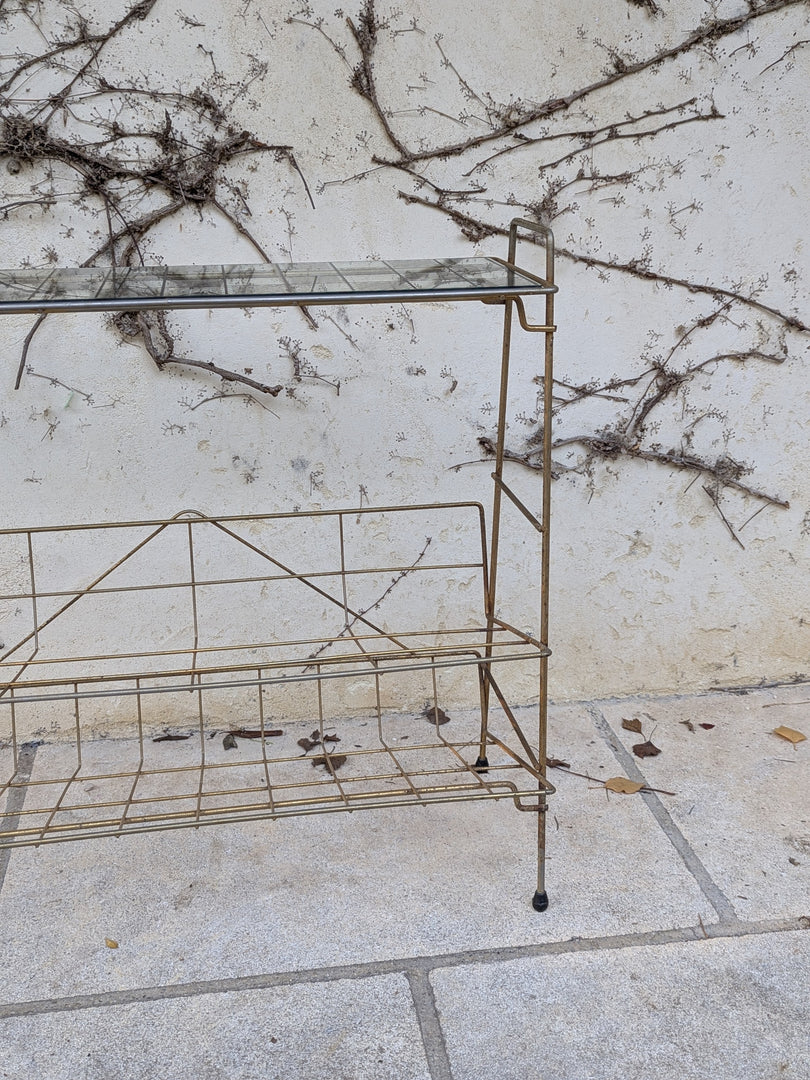 Porte-revue – Laiton & Plateau de Verre Sérigraphié