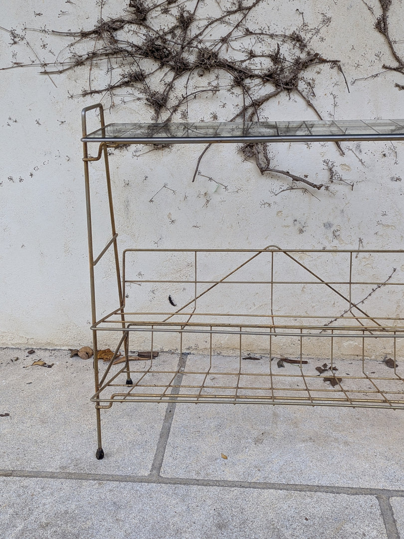 Porte-revue – Laiton & Plateau de Verre Sérigraphié