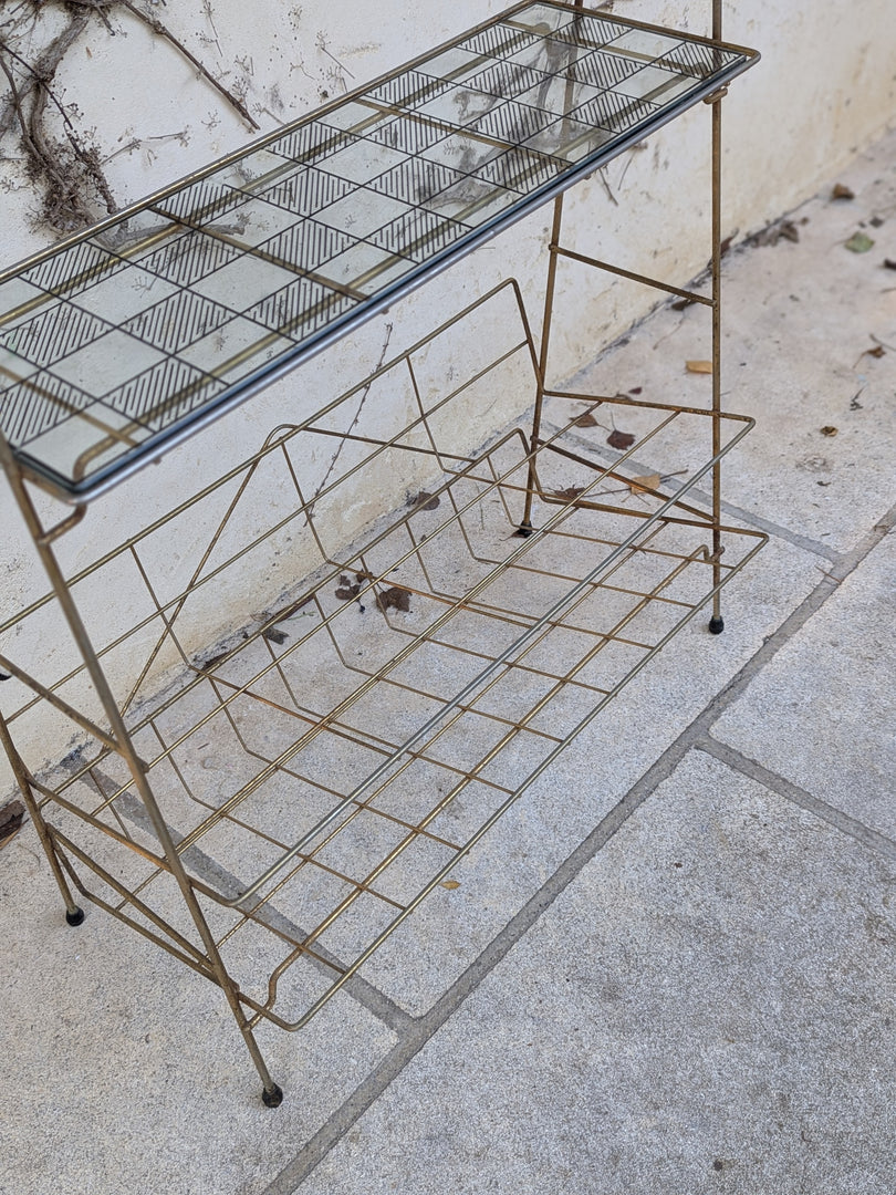 Porte-revue – Laiton & Plateau de Verre Sérigraphié