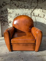 Load image into Gallery viewer, Fauteuil Club "Moustache" – Cuir de Basane Miel