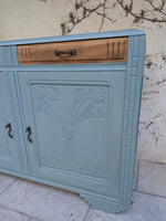 Load image into Gallery viewer, Buffet Art Déco des années 30 restauré – Bleu horizon et bois brut