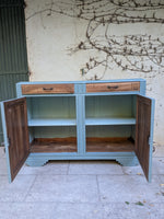 Load image into Gallery viewer, Buffet Art Déco des années 30 restauré – Bleu horizon et bois brut